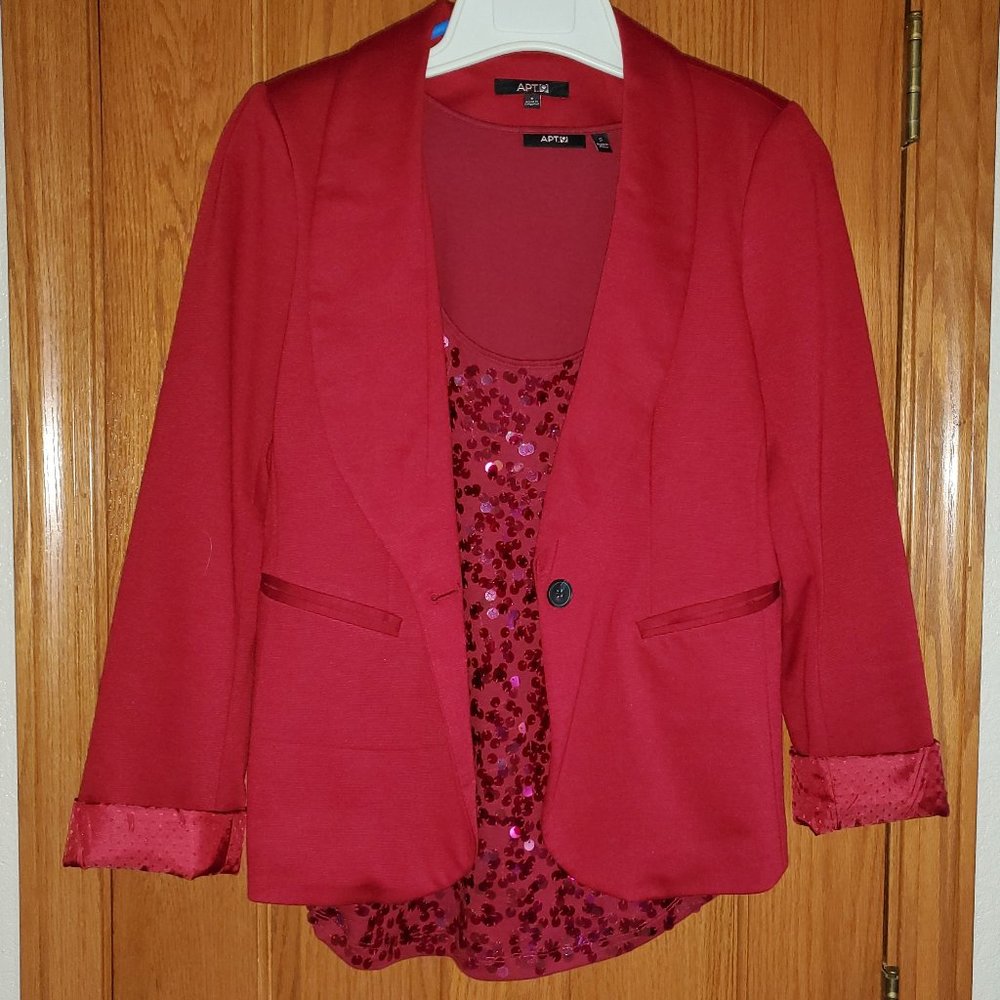 Apt 9 Blazer and sequin tank combo - Wine - Size Small